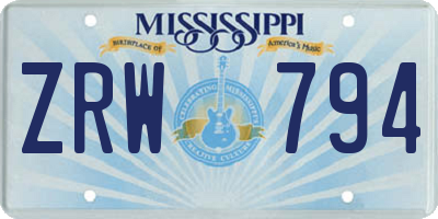 MS license plate ZRW794