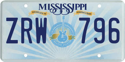 MS license plate ZRW796