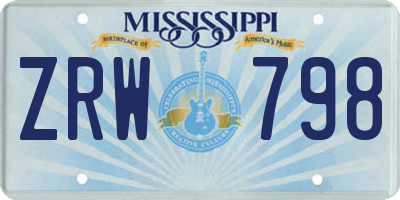 MS license plate ZRW798