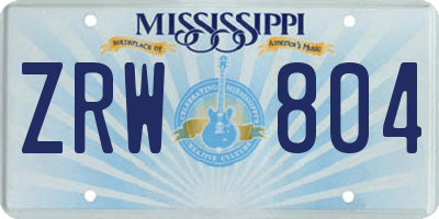 MS license plate ZRW804