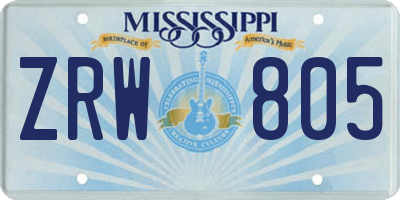 MS license plate ZRW805