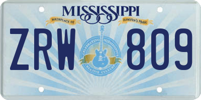 MS license plate ZRW809