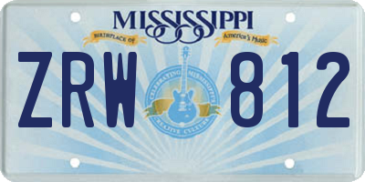 MS license plate ZRW812