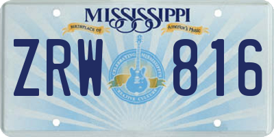 MS license plate ZRW816