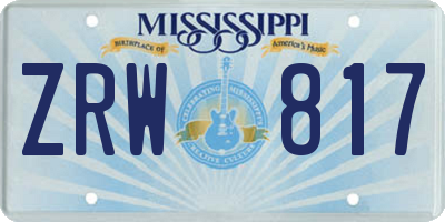 MS license plate ZRW817