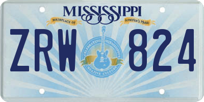 MS license plate ZRW824