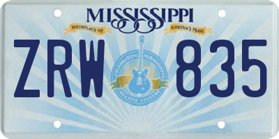 MS license plate ZRW835