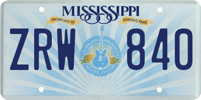 MS license plate ZRW840