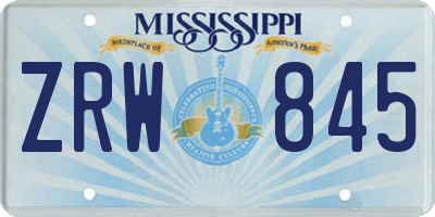 MS license plate ZRW845