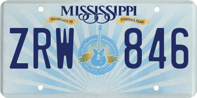 MS license plate ZRW846