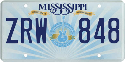 MS license plate ZRW848