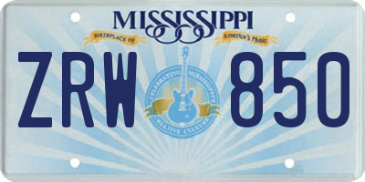 MS license plate ZRW850