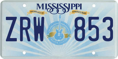 MS license plate ZRW853