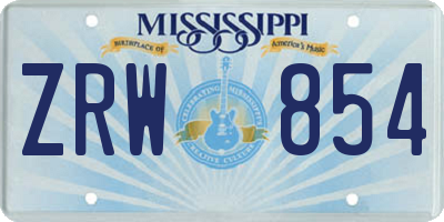 MS license plate ZRW854