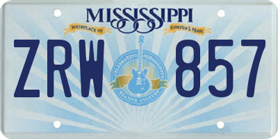 MS license plate ZRW857