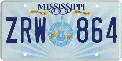 MS license plate ZRW864