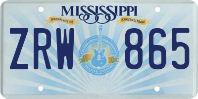 MS license plate ZRW865