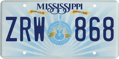 MS license plate ZRW868