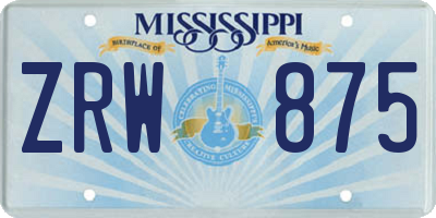 MS license plate ZRW875