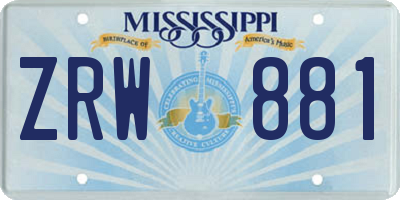 MS license plate ZRW881
