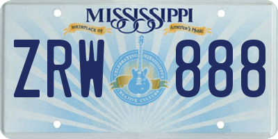 MS license plate ZRW888