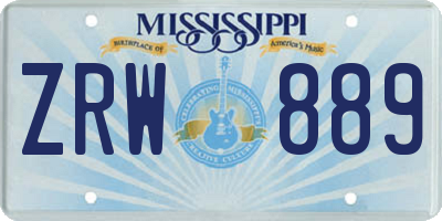 MS license plate ZRW889