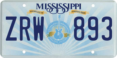 MS license plate ZRW893