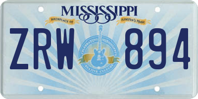 MS license plate ZRW894