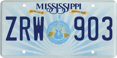 MS license plate ZRW903