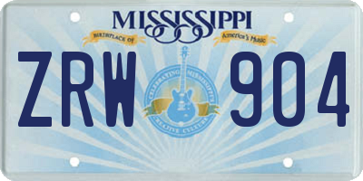 MS license plate ZRW904