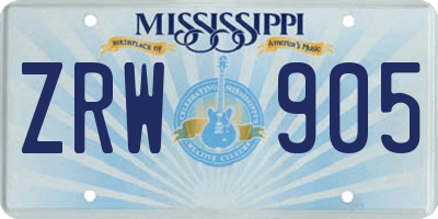 MS license plate ZRW905