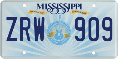 MS license plate ZRW909