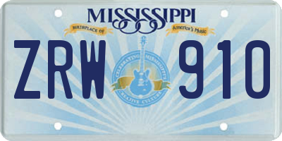 MS license plate ZRW910
