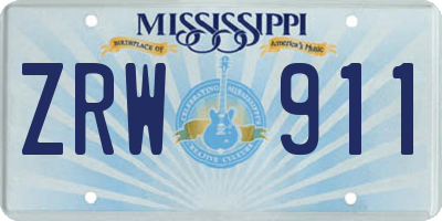 MS license plate ZRW911