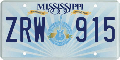 MS license plate ZRW915