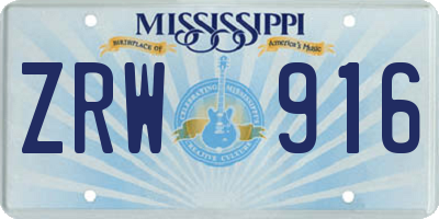 MS license plate ZRW916