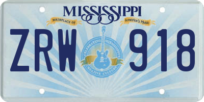 MS license plate ZRW918