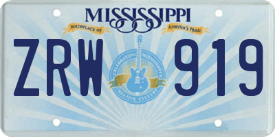 MS license plate ZRW919