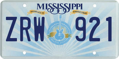 MS license plate ZRW921