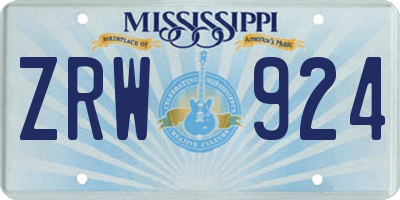 MS license plate ZRW924