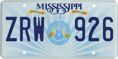 MS license plate ZRW926