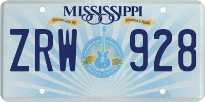 MS license plate ZRW928
