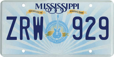 MS license plate ZRW929