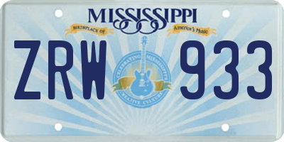 MS license plate ZRW933