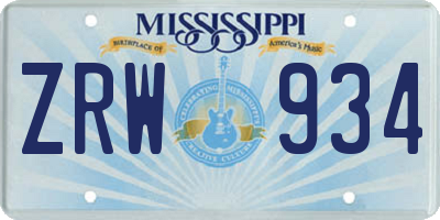MS license plate ZRW934