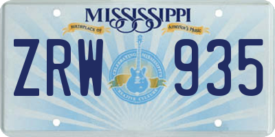 MS license plate ZRW935