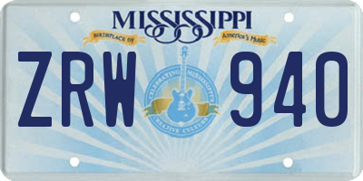 MS license plate ZRW940