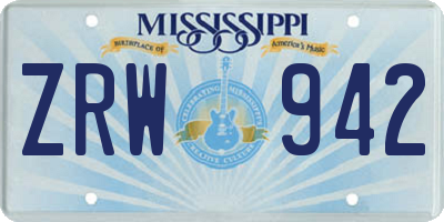 MS license plate ZRW942