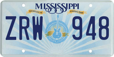 MS license plate ZRW948