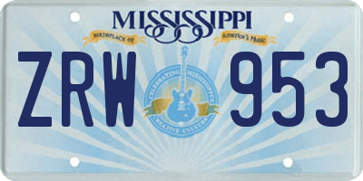 MS license plate ZRW953